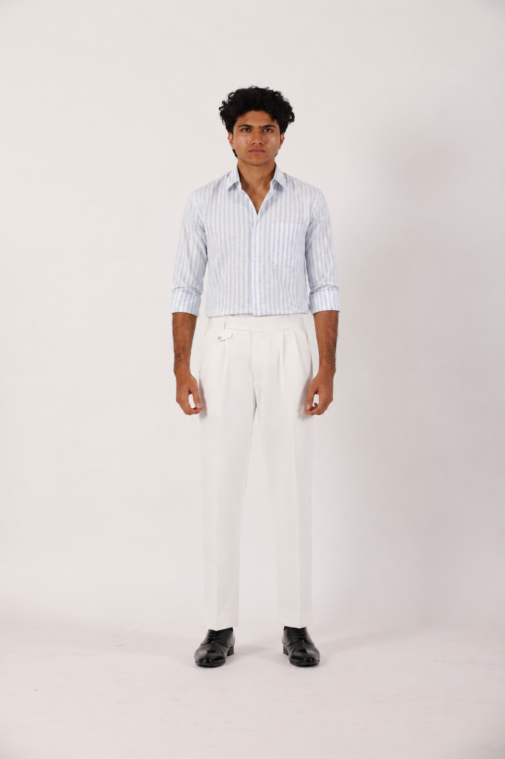 Azure Stripe Linen Blend Shirt