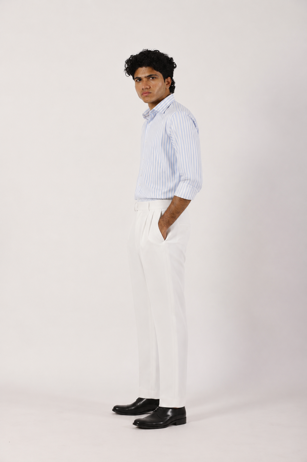 Azure Stripe Linen Blend Shirt