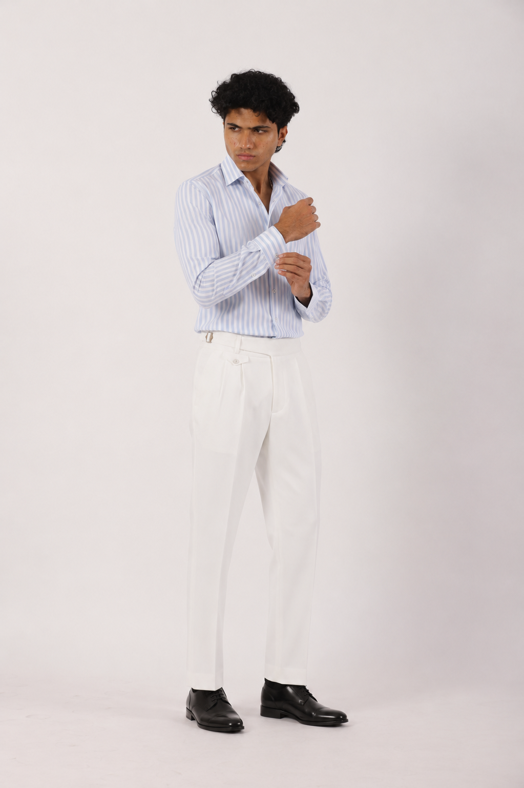 Azure Stripe Linen Blend Shirt