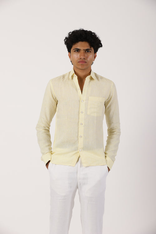 Light Yellow Linen Shirt