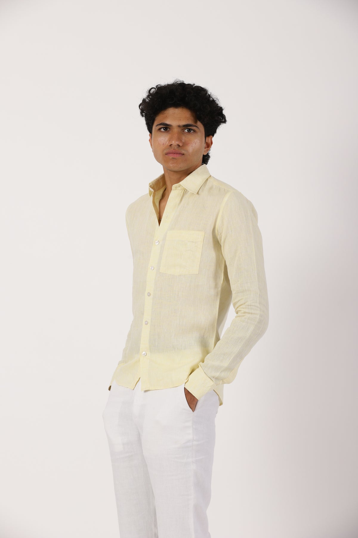 Light Yellow Linen Shirt