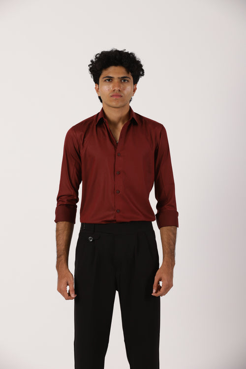 Maroon Satin Shirt