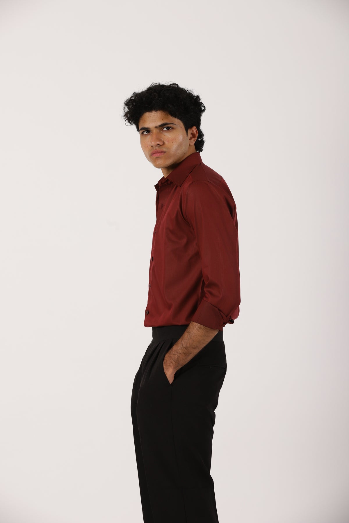 Maroon Satin Shirt