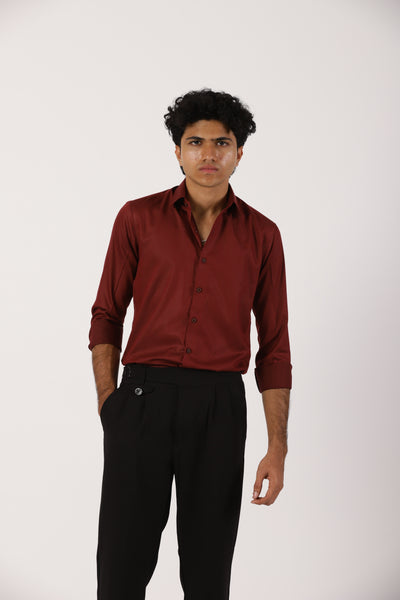 Maroon Satin Shirt