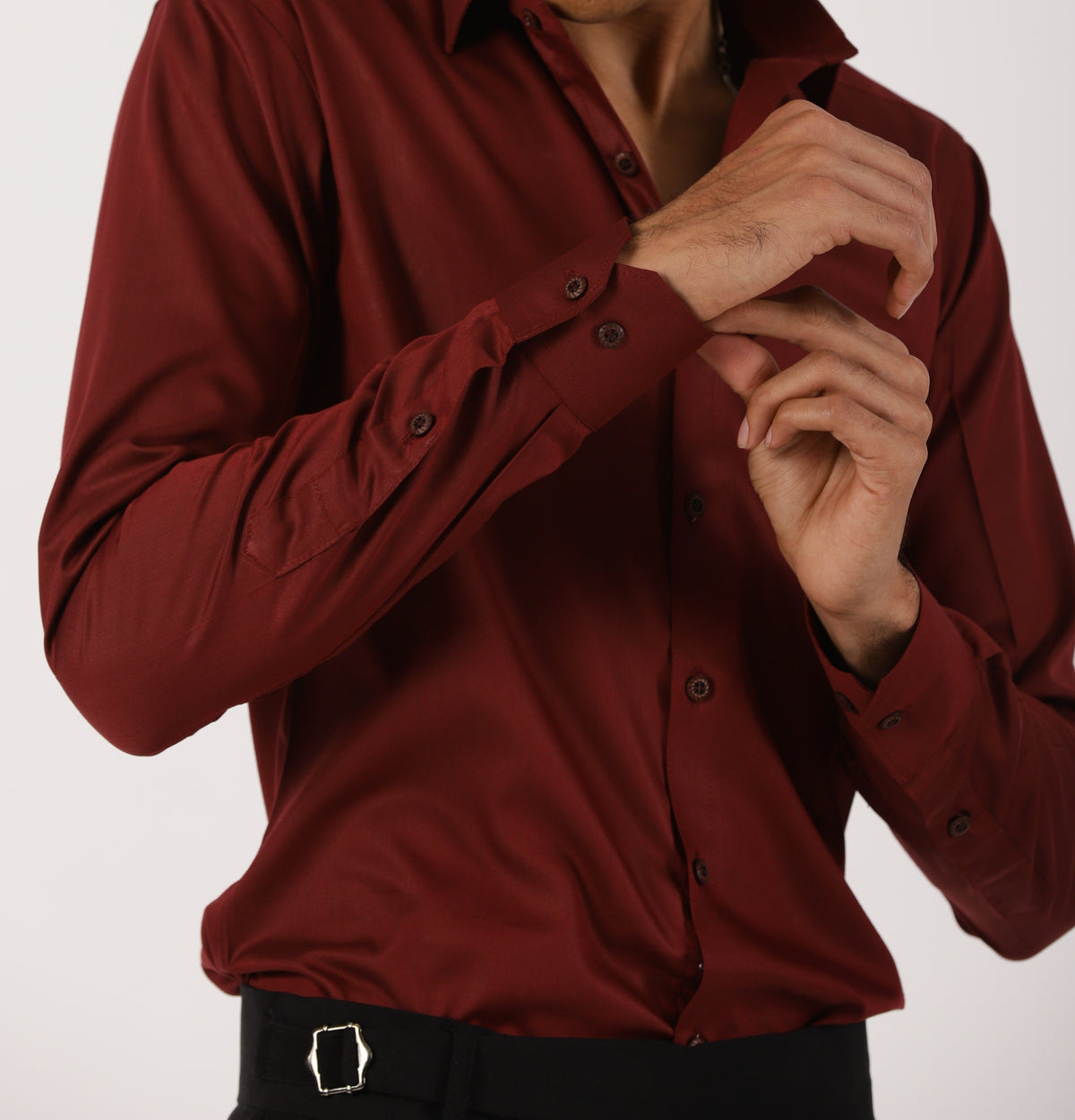 Maroon Satin Shirt